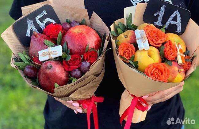 Букет учителю 1 сентября фрукты, сухофрукты
