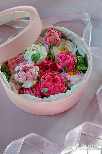 Цветы из зефира в коробочках