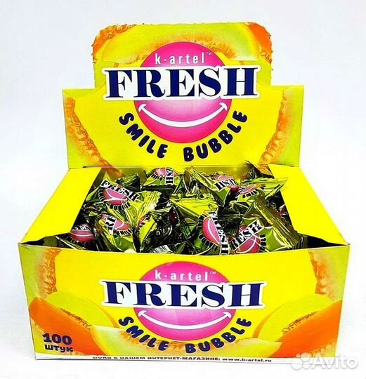 Жевательная резинка fresh smile bubble 100 штук