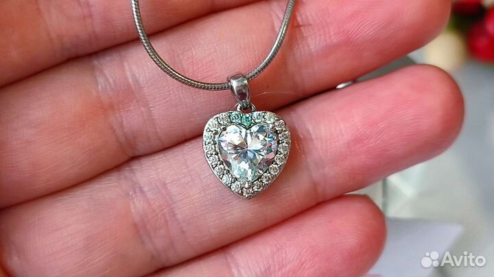 Подвеска с хрустальным сердцем, 2,09 гр 925