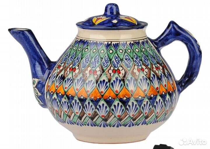 Чайник 1л.синий Узбекская Риштанская керамика