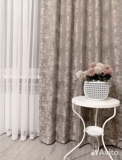 Комплект штор под мрамор бежевый