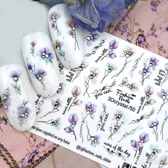 Слайдер дизайн для ногтей цветы