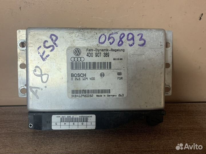Блок управления ESP Ауди s8 1999 4D0907389 0265109