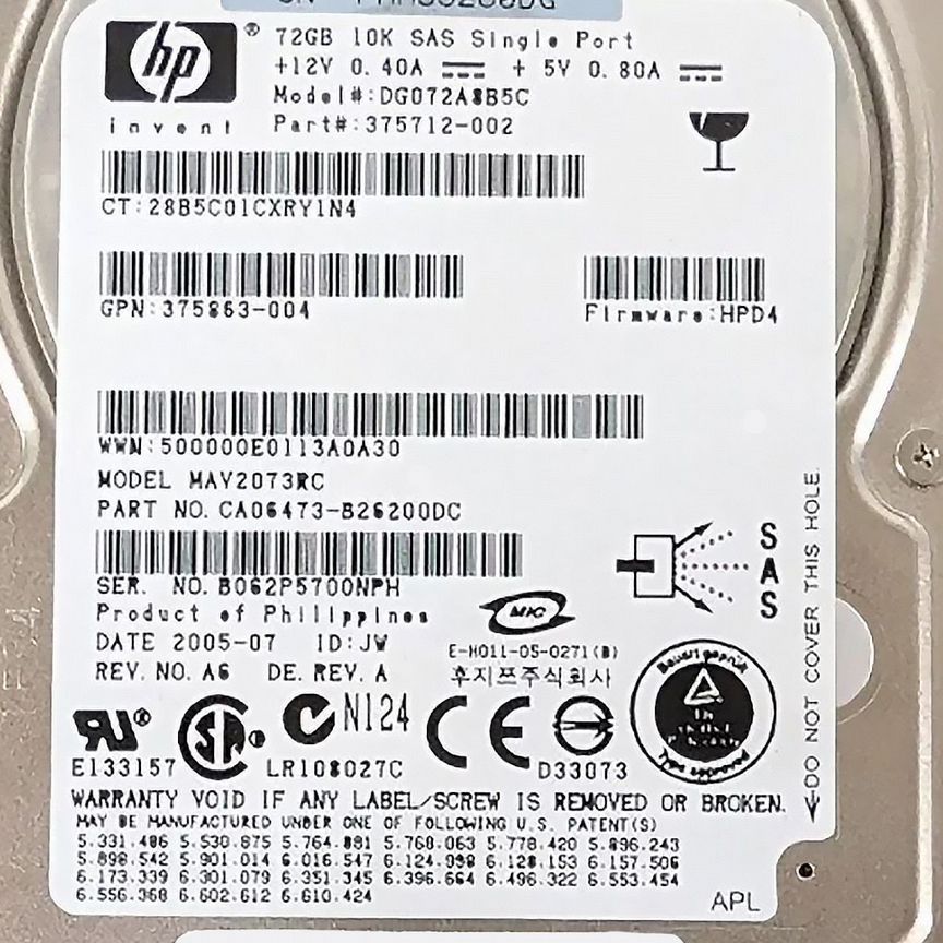 [DG072A8B5C] Жесткий Диск Hp 72gb Sas 2,5" Hdd Dg072a8b5c