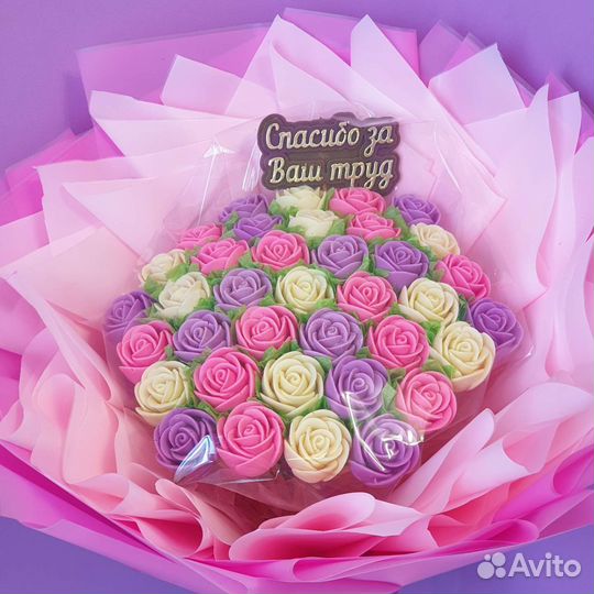 Шоколадные букеты, цветы, розы