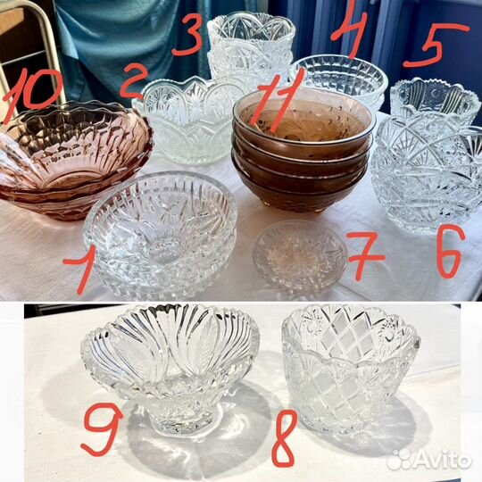 Салатники, миски, вазочки, хрусталь, стекло