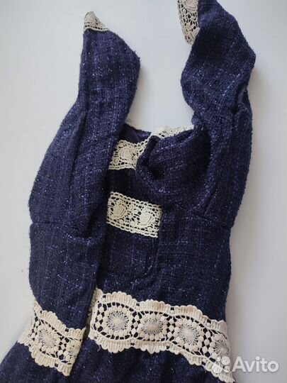 Вечернее платье с люрексом и кружевом 48-50