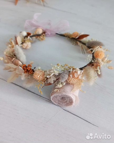 Комплект букет и венок и из сухоцветов