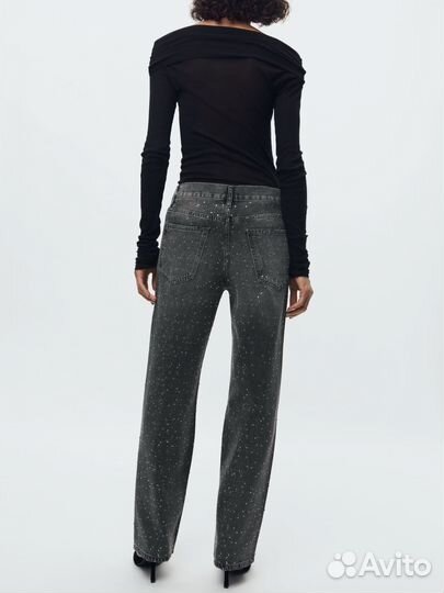 Джинсы со стразами zara 36 новые
