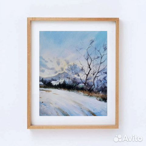 Картина акварель пейзаж Щебетовка Отузы