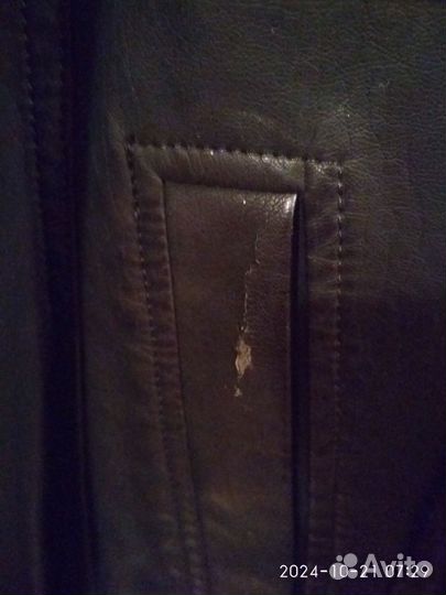 Мужской кожаный тренч