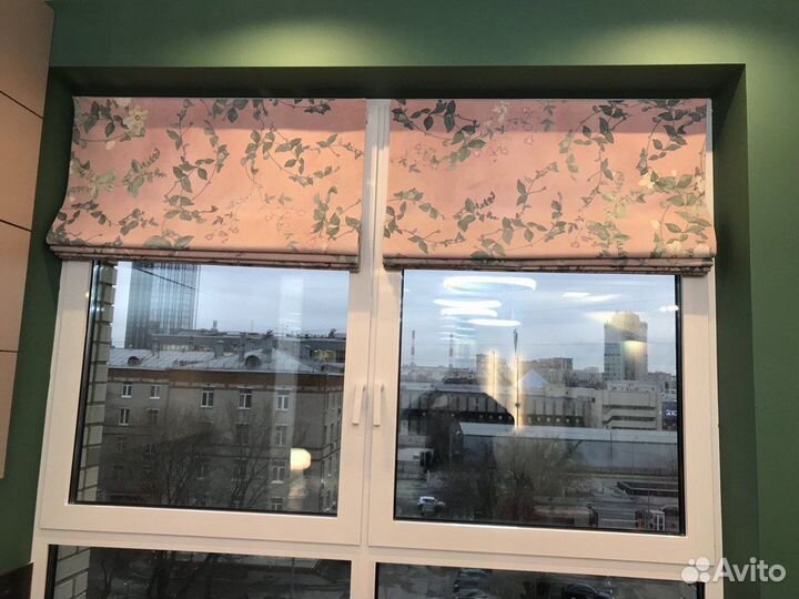 Римская штора с тюлевой тканью, ручное управление