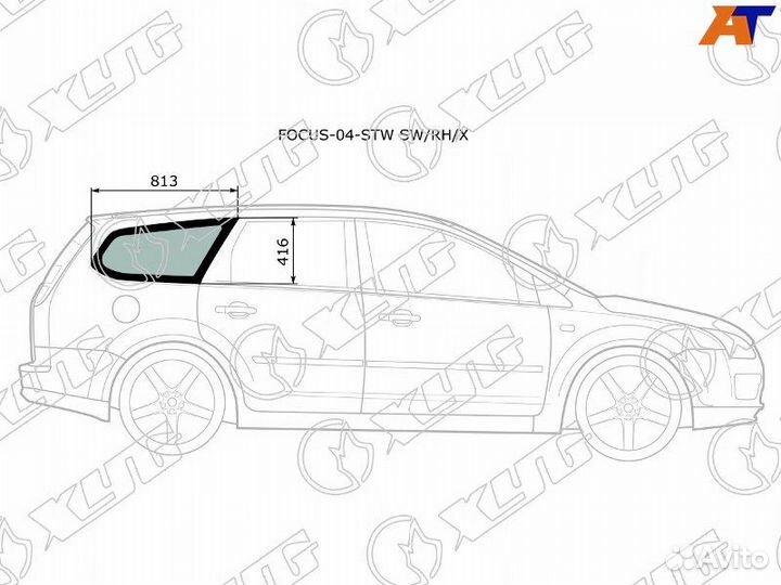 Боковое стекло кузова заднее правое Focus 2 рест