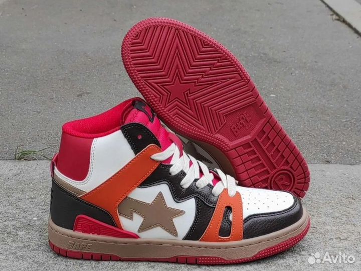 Кроссовки Bape Sta 93 HI Red Orange Light Sand