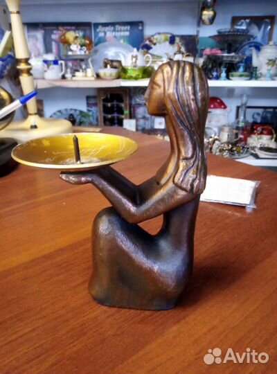 Подсвечник СССР. Силумин. Девушка с чашей