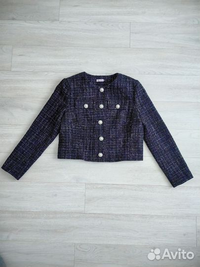 Твидовый жакет черный 44 размер