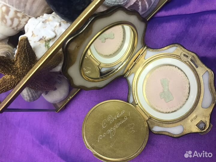 Пудренница ракушка СССР серебро