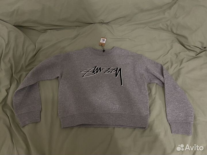 Толстовка Stussy Shadow Script 90's Crew in Grey