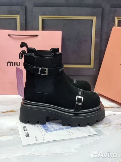 Ботинки MIU MIU Black замшевые