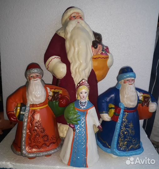 Старинный Дед Мороз вата папье-маше разные СССР