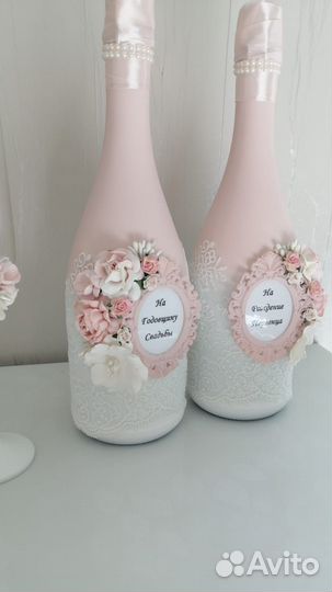 Декор свадебного шампанского