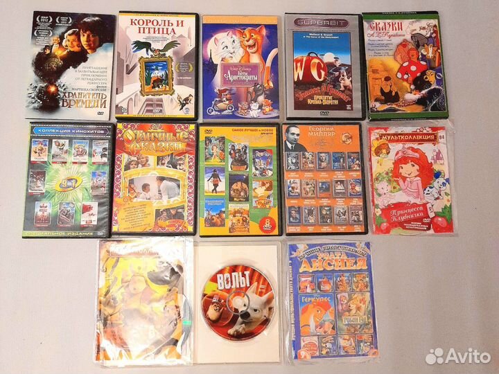 Мультфильмы и фильмы для детей на DVD пакетом 73шт