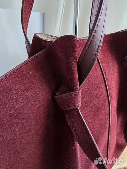 Сумка шопер натуральная замша Polene бордовая