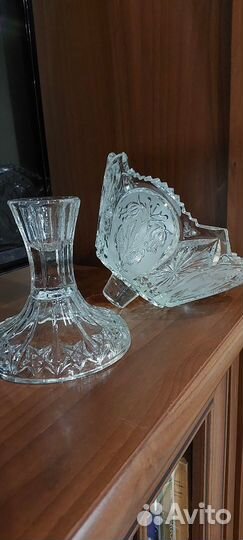 Хрустальная ваза для фруктов на ножке