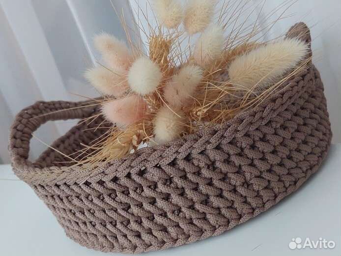 Вязаные корзинки ручной работы