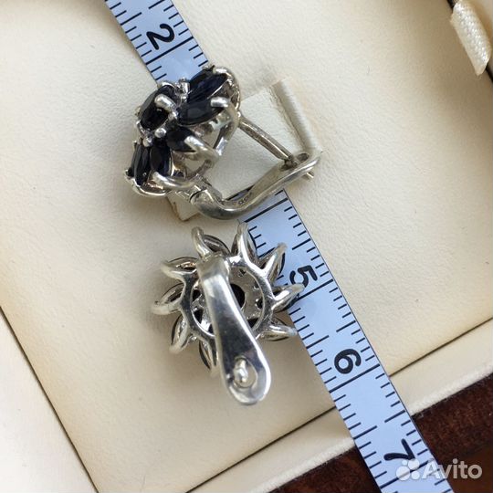 Серебряные серьги 925 с сапфирами