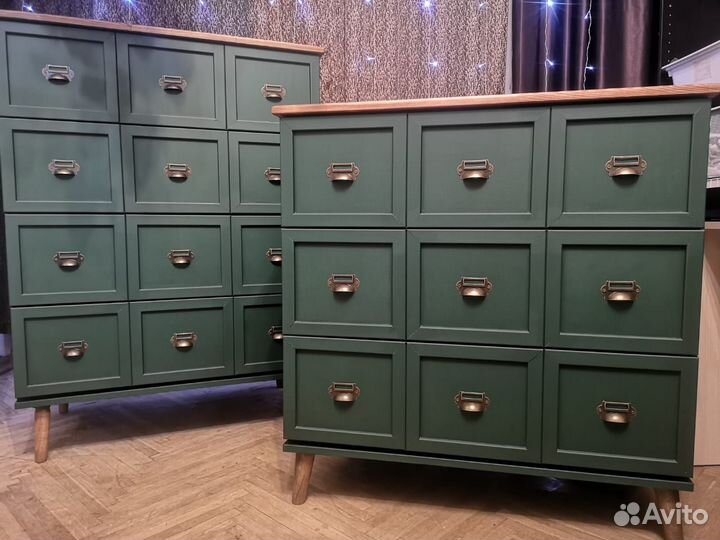 Комод зелёный, в стиле картотеки