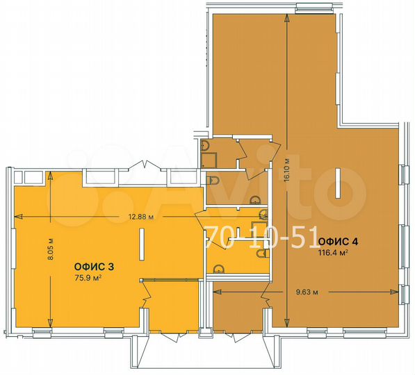 Сдам торгово-офисные помещения, от 76 м² до 116 м²