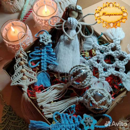 Декор для дома новогодний, макраме