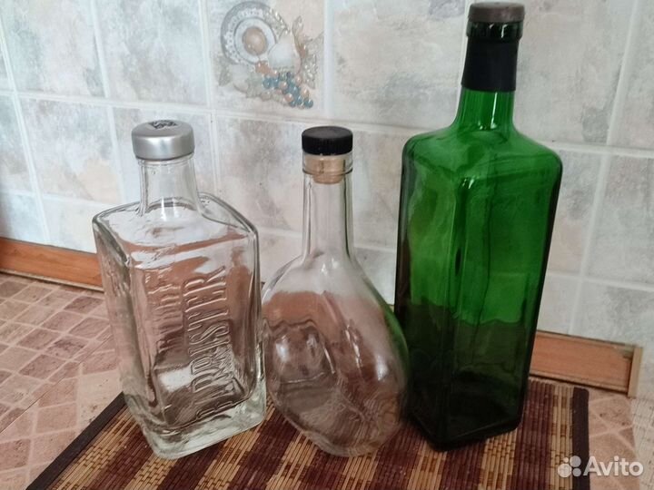 Бутылка стеклянная для наливок, росписи и декупажа