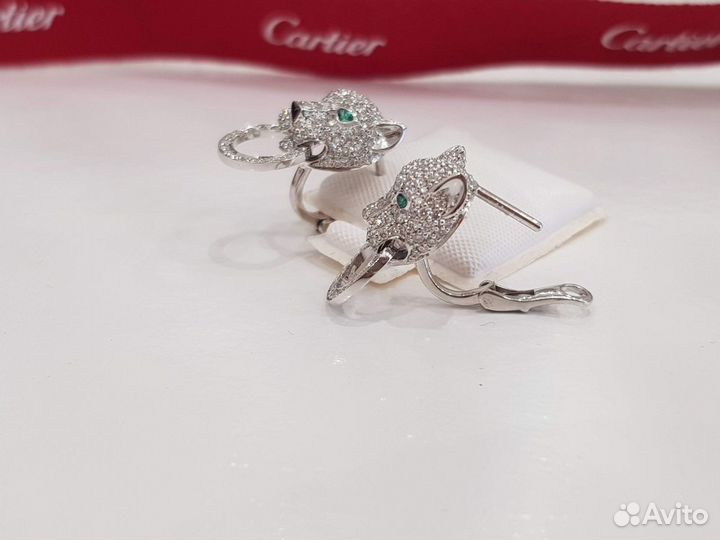 Золотые серьги Cartier с изумрудами и бриллиантами