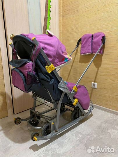 Детские санки коляска с колесами Nika kids