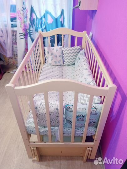 Кроватка-маятник Лель+матрас+подушки-борты.Привезу