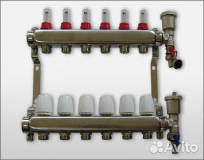 Коллектор для теплого пола в сборе от 3-12 выходов