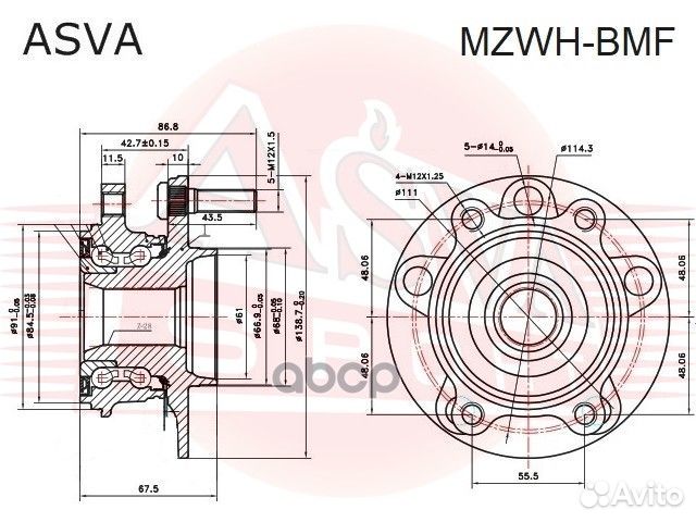 Ступица колеса перед прав/лев ;mazda/ 3 BM