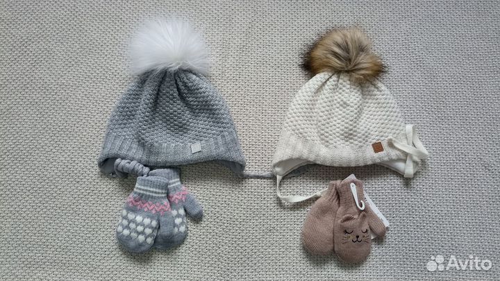 Комплект шапка + варежки, новые