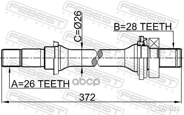 Полуось правая 26x372x28 2212spamt Febest
