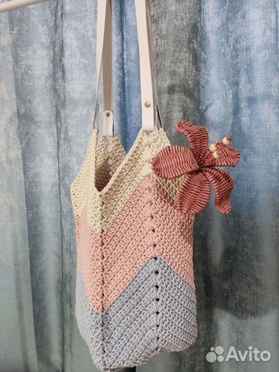 Сумка вязаная Лилия, Магнолия