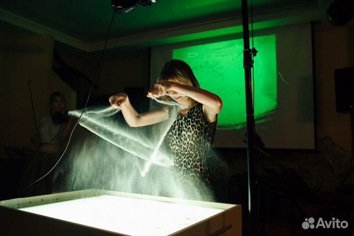 Песочное шоу,портреты из песка, видео поздравления