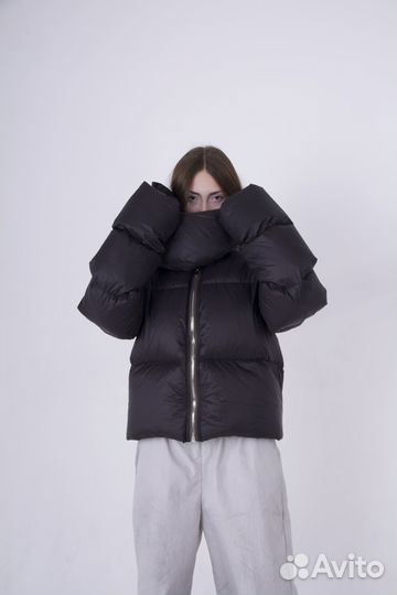 Пуховик Rick Owens с пуховым воротником-воронкой