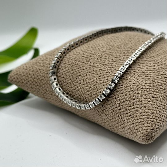 Золотой теннисный браслет бриллианты и алмазка