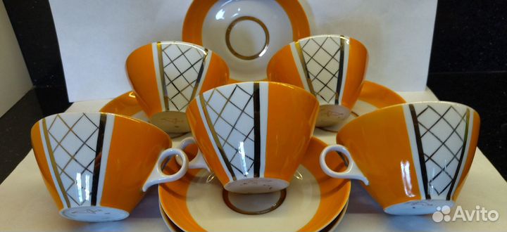 Чайная пара золотая сетка крытьё.фарфор,.ссср Д