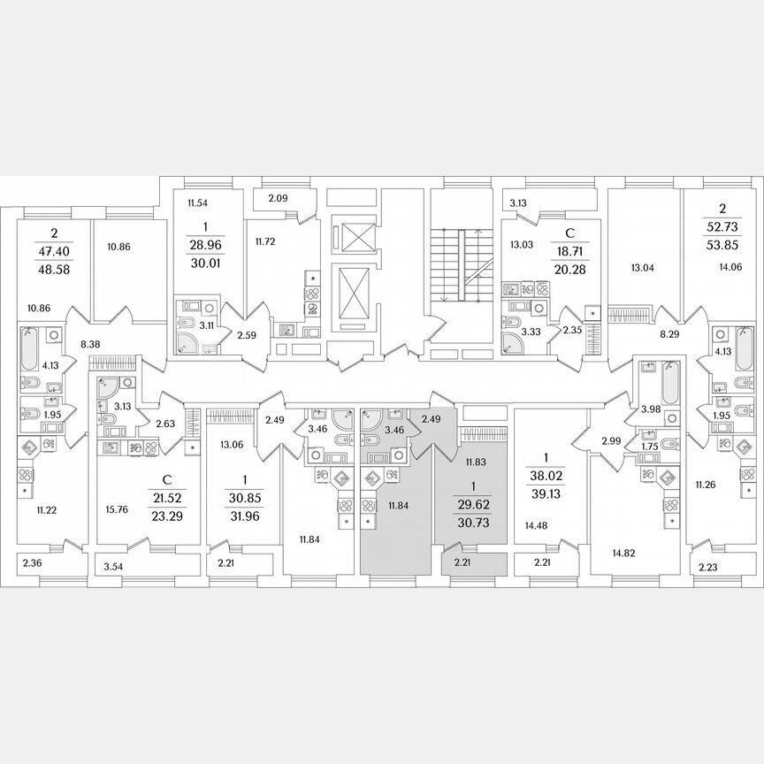 1-к. квартира, 30,7 м², 8/13 эт.