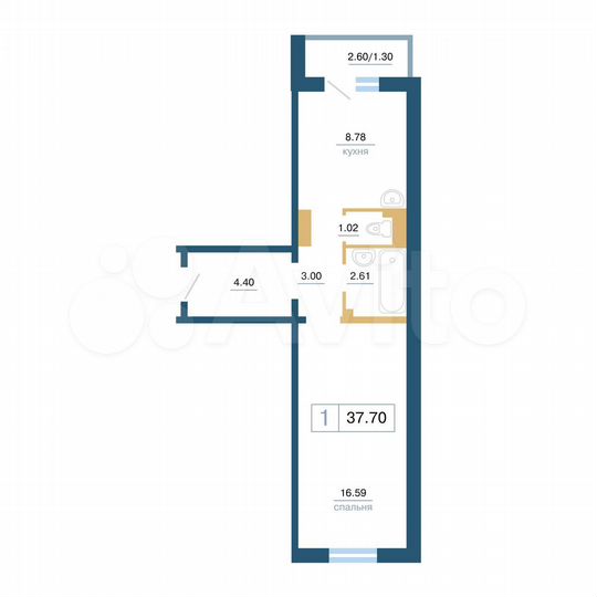 1-к. квартира, 37,7 м², 8/17 эт.