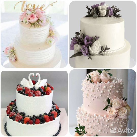 Торт, свадебные, капкейки, трайфлы, пасха, куличи